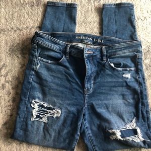 High rise distressed long leggings